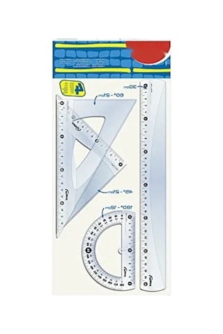 4'lü Çizim Araçları Seti - 30 Cm Cetvel, 2 Üçgen, Açı Ölçer 1