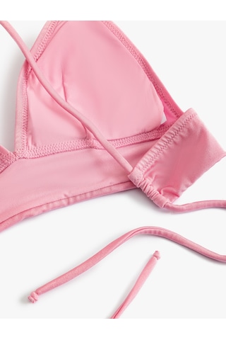 Koton Bralet Bikini Üstü Arkası Çapraz Askılı V Yaka Pembe 4sak10205mm Gül