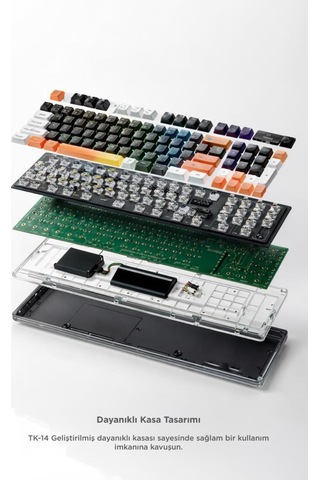 Oyuncu Klavyesi Rgb Işıklı Dijital Ekranlı 3 Modlu Mekanik Hisli Kablosuz Klavye Tk14