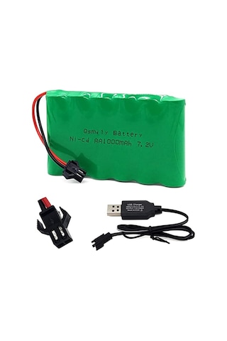 7.2V 1000 Mah Ni-Cd Batarya Ve Usb Şarj Cihazı Siyah Soketli