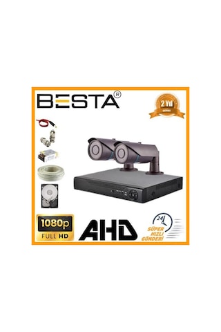 2 Mp 1080p 2 Kameralı Harddisk Dahil Ahd Güvenlik Seti