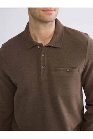 Lcwaıkıkı Classic Kahverengi Polo Yaka Erkek Sweatshirt