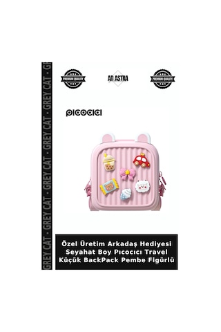 Grey Cat Özel Üretim Arkadaş Hediyesi Seyahat Boy Pıcocıcı Travel Küçük Backpack Pembe Figürlü