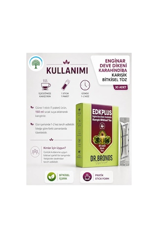 Çareburada Dr. Bronos Edkplus Enginar, Devedikeni, Karahindiba Karışık Bitkisel Toz 30 Stick