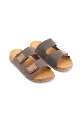 Gezer Erkek Yazlık Tasarım Çift Cırtlı Ayarlanabilir Suni Deri Rahat Taban Günlük Terlik Gt1yme.15588.06.011.h95 Kahverengi