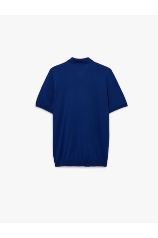 Koton Regular Fit Viskon Karışımlı Düğmeli Polo Yaka Kısa Kollu Triko Tişört Lacivert 6sam70055ht