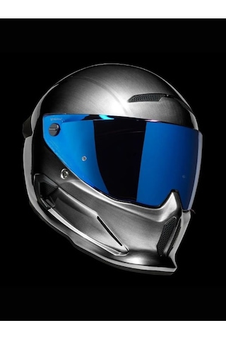 Ruroc Atlas 4.0 Mercury Kapalı Motosiklet Kaskı, Blue Iridescent Vizör Dot Sertifika Karbon Gri
