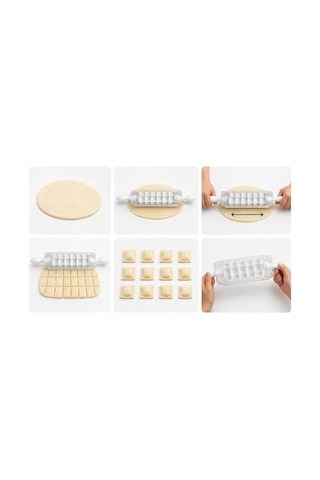 Kare Mantı Kesme Aparatı Hamur Kesici Merdane Çoklu 7 Bıçaklı Hamur Bölücü Mantı Ravioli Erişte Kesici Mutfak Hamur Şekillendirici Pratik Kesim Aracı Dayanıklı Plastik Ergonomik Saplı