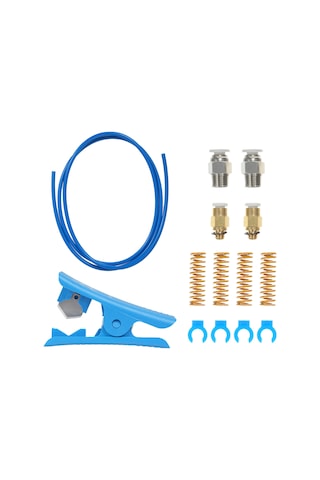 Jeemson Creality Ender 3/5 Cr-10 Serisi Uyumlu 1m Mavi Ptfe Boru + Kesici + Pc4-m6/m8 Bağlantılar + Yaylar + Kabloluklar 3d Yazıcı Tamiri Aksesuar Seti