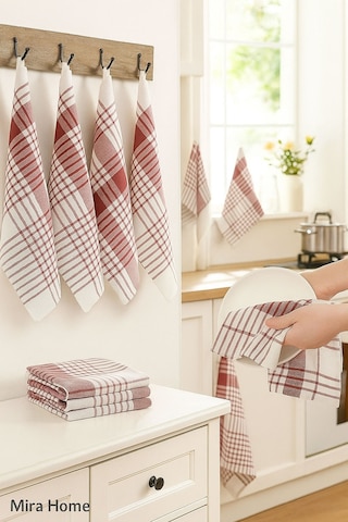 5 Li Mutfak Kurulama Bezi Alman Peçetesi 100 Pamuklu Bordo