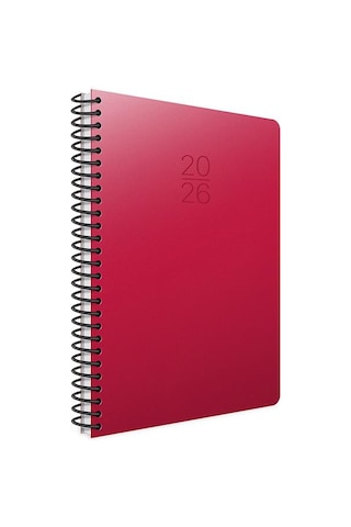 Gıpta 2026 Spiralli Günlük Ajanda 20x28 Cm 419-sek Kırmızı Kırmızı