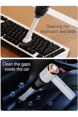 Konesam El Tutan Kablosuz Masaüstü Süpürge - Ev Ve Araç İçin Çok Fonksiyonlu, Toz Ve Kuru Atık Temizleyici, 2'li Kullanım - Beyaz