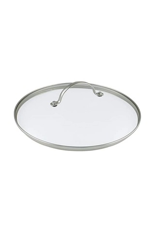 20 Cm Sertleştirilmiş Cam Paslanmaz Çelik Kenarlı Genel Cam, Kapak Metal Saplı, Clear, 28 Cm Çok Renkli