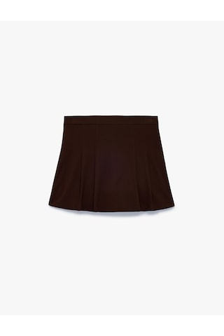 Koton Normal Bel Mini Pileli Şort Etek Kahverengi 7wal70016ıw Kahve