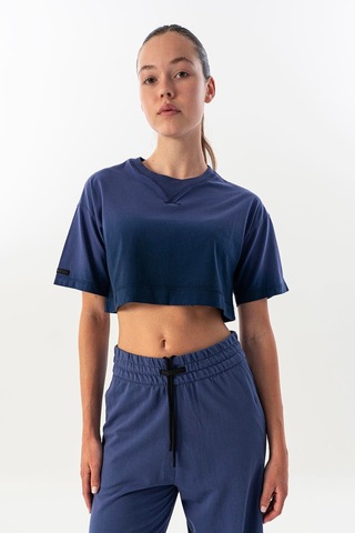 Maraton Comfort Kadın Bisiklet Yaka Mor Crop Top Mor