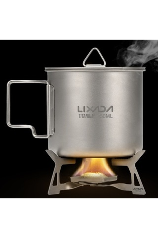 Bloomnest Lixada Katlanabilir Kamp Sobası Ultra Titanyum, 14g Hafif Gümüş Alkol, Td Gümüş Gümüş