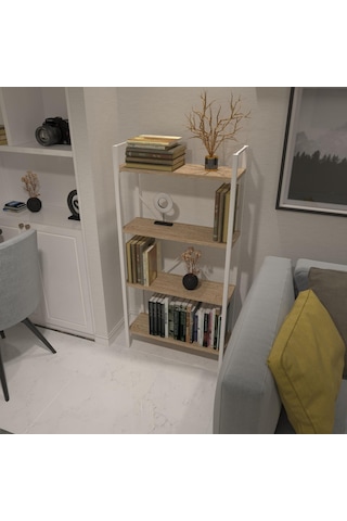Dekoratif Kitaplık Ahşap Çok Amaçlı Raf Mini Kİtaplık Beyaz