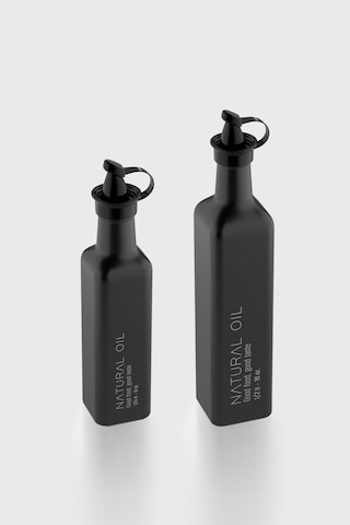 Renga Urla Natural Oil Yazılı 250 Ml Ve 500 Ml 2'li Cam Yağlık Seti 152072 Mat Siyah Siyah