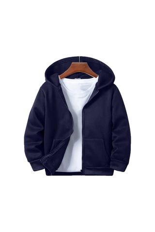 Ahengim Kız - Erkek Çocuk Basic Fermuarlı Kalın 3 İplik Kışlık Okul Sweat Ak1815 Lacivert