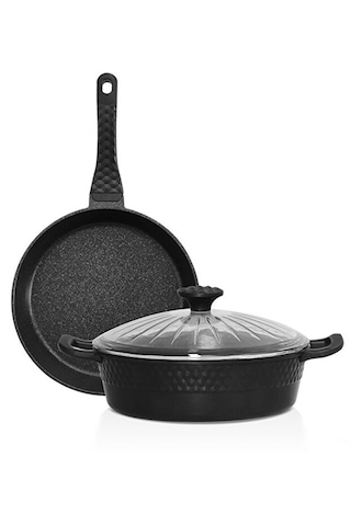 Falez Black Line Granit Döküm 3 Prç Set Antrasit
