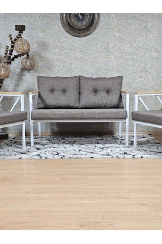 Beyaz Boyalı Bahçe - Balkon - Mutfak Çay Seti Takımı Bahçe Koltuk 001