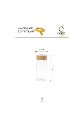 Bambu Görünüm Kapaklı Cam Baharatlık Seti Etiketli Delikli Kapaklı Baharat Kavanozu Organizer Beyaz