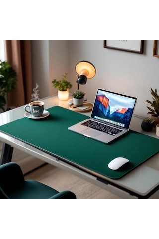 Mouse Pad Yeşil Masa Matı 140x60cm Suni Deri Desk Mat Ev Dekor