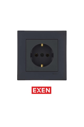 Exen Füme Topraklı Priz Mekanizma+çerçeve 10 Adet Prizler