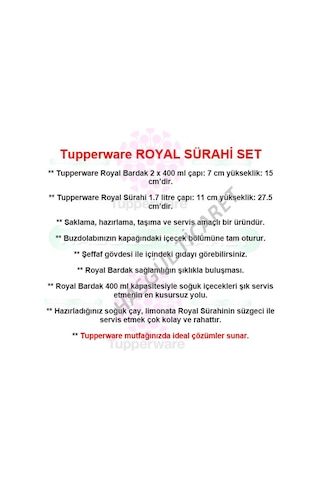 Tupperware Royal Sürahi Bardak Set ( Sürahi 1.7 Lt-2xbardak ) Hsg