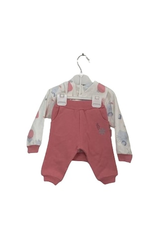 Aziz Bebe Çiçek Baskılı Mercan Desenli 3'lü Kız Çocuk Takım 3276 001