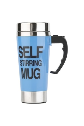 Pazly Cbtx Fx-589 400ml 304 Paslanmaz Çelik Mavi Kapaklı Otomatik Karıştırmalı Kahve Fincanı Mavi