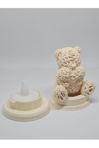 Ledli Ayıcık Gece Lambası - Dekoratif 3d Maket Hediyelik Fildişi
