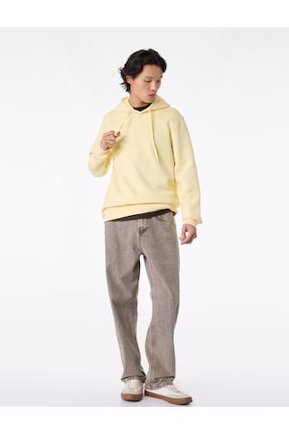 Koton Uzun Kollu Şardonlu Basic Kapşonlu Sweatshirt Sarı 6sam70079mk