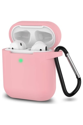 Apple Uyumlu Airpods Silikon Kılıf 1 Ve 2 Nesil Koruma Kılıf Açık Pembe Açık Pembe