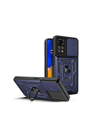 Xiaomi Redmi Note 11 Pro 4g Kılıf Kamera Koruma Sürgülü Antishock Magnetic Yüzüklü Standlı Kapak