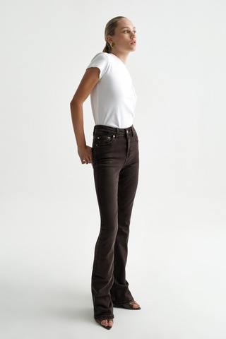 Açelyaokcu High Waist Flare Leg Full Length Stretch Jean Acı Kahverengi