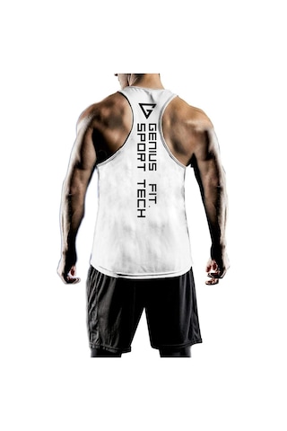 Genius Store Erkek Dry Fit Y-back Gym Fitness Sporcu Atleti Genıus-fıt Beyaz