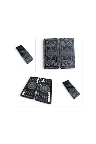 2026 Tavla Mini Mobil Seyahat Katlanır Çanta Portatif Kamp Piknik Kafe Tavla Seti 24 X 12 Cm Siyah