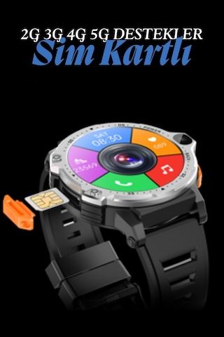 Wearfitpro Wr 999 4g Lite Sim Kartlı Çift Kameralı Yeni Nesil Özellikli Gb Yuvarlak Akıllı Saat Ultra Watch