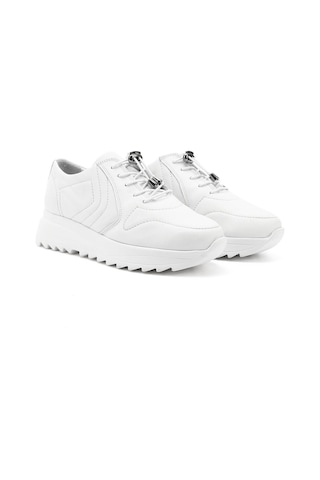 Gönderi(R) Gönderi R Beyaz Antik Bağcıklı Dolgu Taban Hakiki Deri Sneaker Beyaz
