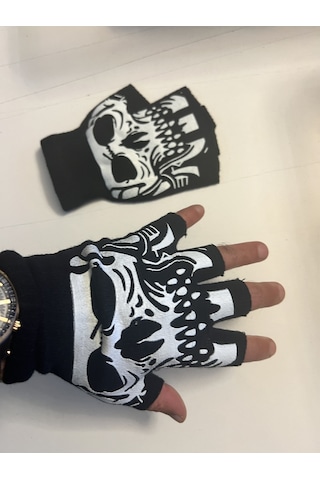 Airbrush Tattoo İskelet Kuru Kafa Parmaksız Kesik Yarım Parmak Eldiven Model4 Siyah Airbrush Tattoo İskelet Kuru Kafa Parmaksız Kesik Yarım Parmak Eldiven Model4 Siyah