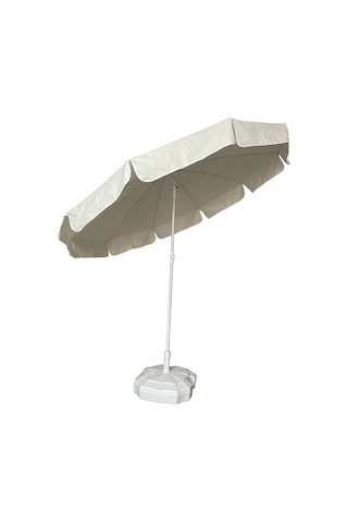 10 Telli Kalın Polyester Kumaşlı Balkon, Plaj Şemsiyesi Bidon Hariç Bej