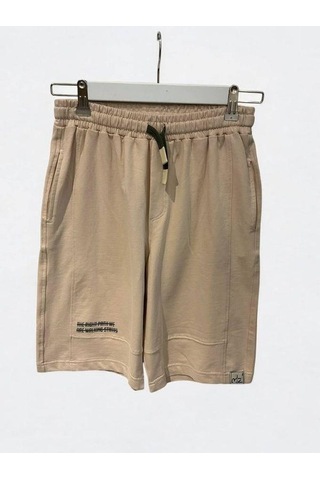 Erkek Çocuk Pamuklu Beli Lastikli Yumuşak Şort-14575 Bej