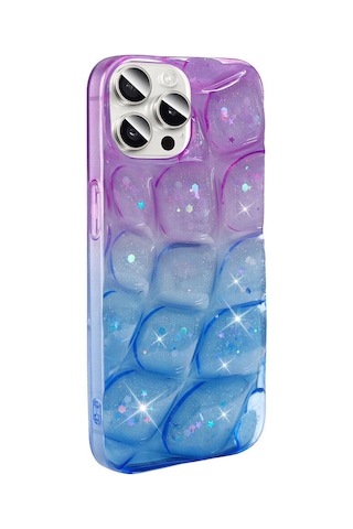 Zore Apple Uyumlu iPhone 14 Pro Max Kılıf Simli 3d Desenli Hacar Kapak - Mor-mavi N/a