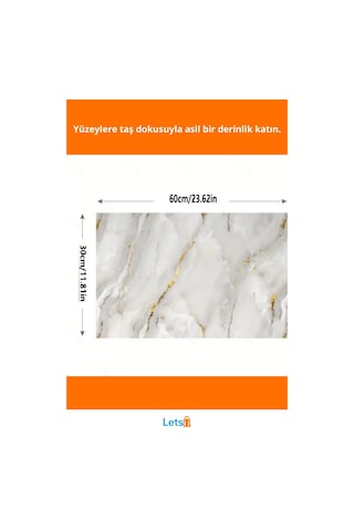 Vinil Beyaz Mermer Desenli Su Geçirmez Alüminyum Plastik Duvar Sticker Çok Renkli