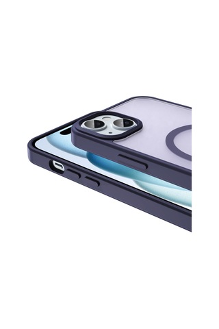 Apple Uyumlu iPhone 14 Kılıf M-safe Şarj Özellikli Mat Arka Yüzey Zore Sio Kapak Lacivert