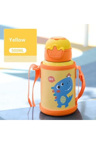 500 Ml Unicorn Çocuklar Termos Şişe Sevimli Çocuk Termal Su Diğer Sarı