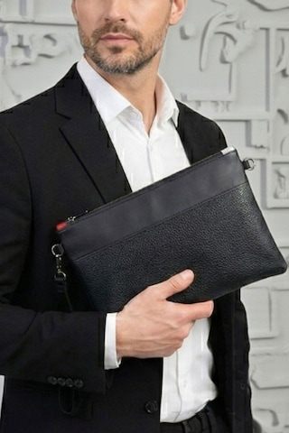 Lederax Suni Deri Clutch Çanta Portföy Çanta Ld629 Siyah