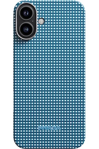 Apple Uyumlu iPhone 16 Kılıf Magsafe Özellikli Aramid Fiber Pitaka Ultra-slim Classic Serisi Ocean Blue Mavi