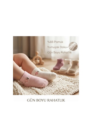 Womanandkids Wak Bebek Ve Kız Çocuk Pamuklu Patik Çorap 5 Li Set %88 Pamuk, İnce Burun Dikişli, Yumuşak Ve Raha Çok Renkli 5li
